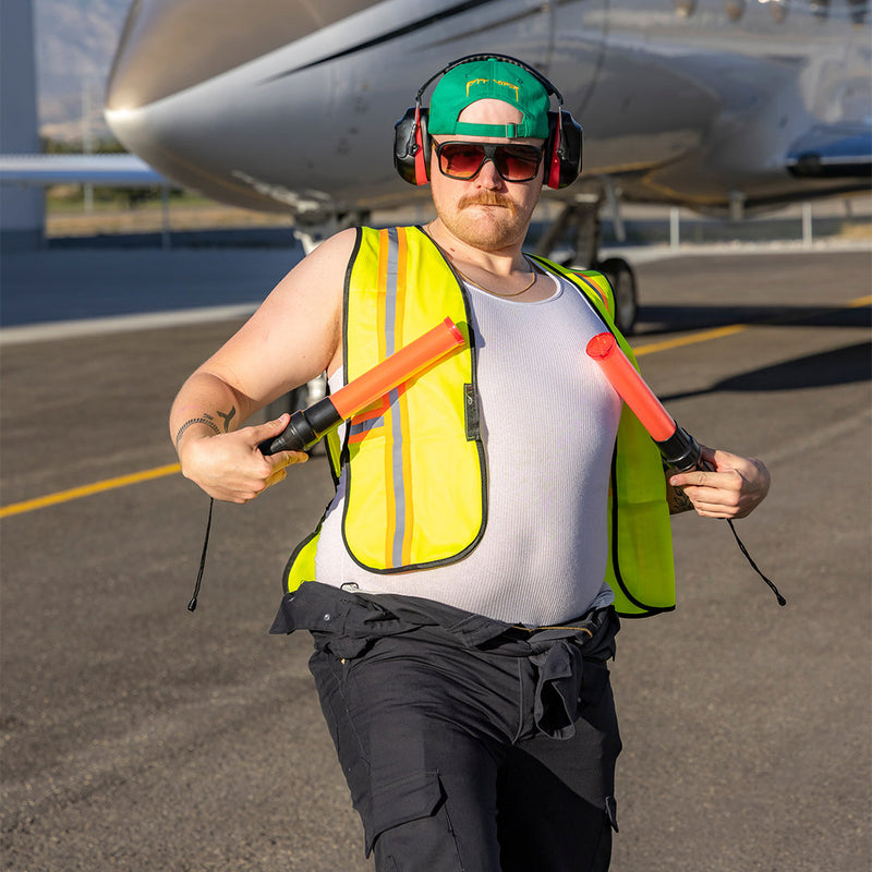/ Brown Fade | butter_noodle.JPG | A man posing as an air traffic controller wearing Pit Viper Sunglasses