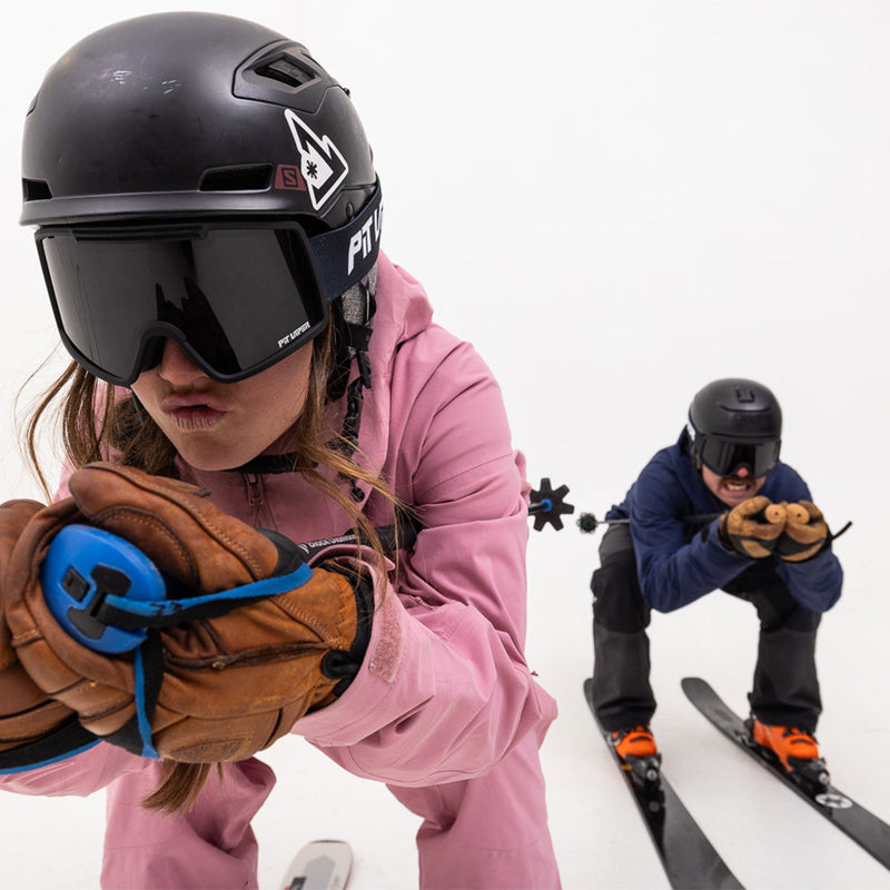 Small / Smoke | ice_cream.JPG | Two people skiing wearing the French Fry Goggles from Pit Viper Sunglasses